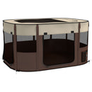 PawHut Portable Dog Pen For Puppies, Rabbits, Kittens, Guinea Pigs - Brown
