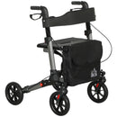 HOMCOM 4 Wheel Rollator Walker,  Adjustable Mobility Walker With Bag, Silver