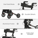 HOMCOM 4 Wheel Rollator Walker,  Adjustable Mobility Walker With Bag, Silver