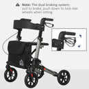 HOMCOM 4 Wheel Rollator Walker,  Adjustable Mobility Walker With Bag, Silver