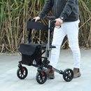 HOMCOM 4 Wheel Rollator Walker,  Adjustable Mobility Walker With Bag, Silver