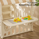 Kidkid Plastic Playhouse with Built-in Storage Rack and Building Block Table