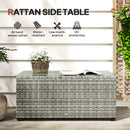 Outsunny Outdoor Coffee Table, Glass Top Rattan Side Table