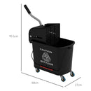 HOMCOM 20L Mop Bucket With Wringer Handle On Wheels For Floor Cleaning