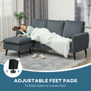 HOMCOM 3 Seater Corner Sofa Couch Settee With Chaise Lounge, Charcoal Grey
