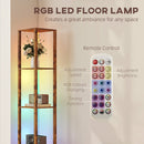 HOMCOM RGB LED Floor Lamp with Shelves and Remote Control for Bedroom