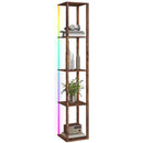 HOMCOM RGB LED Floor Lamp with Shelves and Remote Control for Bedroom