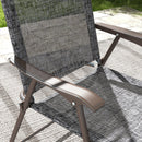 Outsunny Folding Chairs Set W/ Armrest, Breathable Mesh Fabric Seat - Grey/Brown