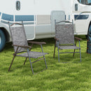Outsunny Folding Chairs Set W/ Armrest, Breathable Mesh Fabric Seat - Grey/Brown