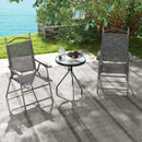 Outsunny Folding Chairs Set W/ Armrest, Breathable Mesh Fabric Seat - Grey/Brown