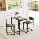 HOMCOM 3 Piece Dining Table Set with Metal Frame, Black