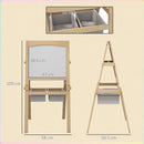 AIYAPLAY 3 In 1 Kids Easel With Paper Roll, Storage Baskets - Natural