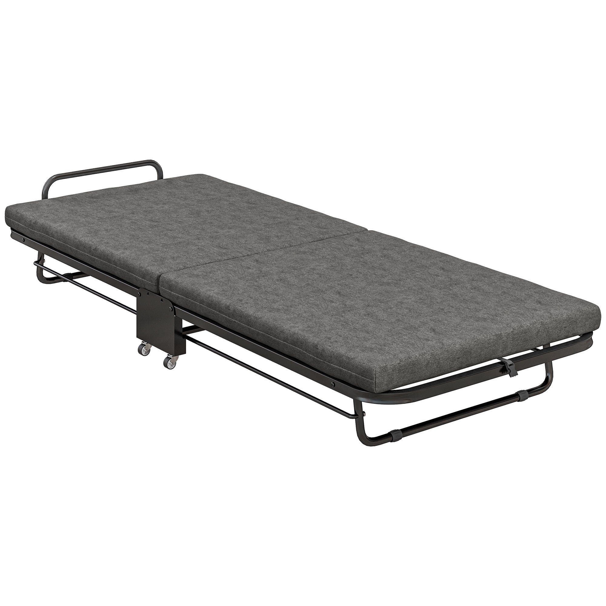 Single Folding Bed With Mattress Foldable Guest Bed On Wheels, — free download
