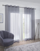 Aries - Eyelet Voile Curtain Panel in Silver