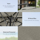 Outsunny 3(m) Cantilever Parasol Banana Umbrella w/ Crank