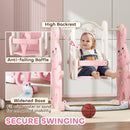 AIYAPLAY 4 in 1 Kids Slide and Swing Set with Climber, Basketball Hoop, Pink