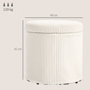 HOMCOM Round Storage Ottoman with Lid, Vanity Stool with Storage