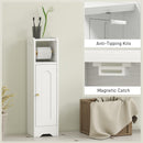 HOMCOM Toilet Roll Holder Slim Bathroom Cabinet with Adjustable Shelf White