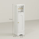 HOMCOM Toilet Roll Holder Slim Bathroom Cabinet with Adjustable Shelf White