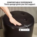 HOMCOM 360° Swivel Foot Stool PU Footstool With Thick Padding Brown