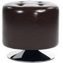 HOMCOM 360° Swivel Foot Stool PU Footstool With Thick Padding Brown
