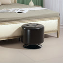 HOMCOM 360° Swivel Foot Stool PU Footstool With Thick Padding Brown