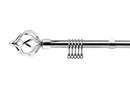 Extendable Curtain Pole with Rings & Pair of End Finials in Chrome