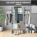 HOMCOM 3-Tier Large Clothes Airer Stainless Steel Clothes Drying Rack - Blue/Grey