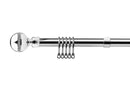 Bling Diamond - Chrome Extendable Curtain Pole with Rings and Pair of End Finials