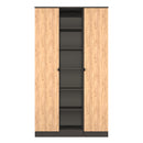 Bora Tall  3 Door Robe with shelves in Gold Craft Oak & Graphite - Ready Assembled