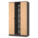 Bora Tall  3 Door Robe with shelves in Gold Craft Oak & Graphite - Ready Assembled