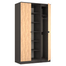 Bora Tall  3 Door Robe with shelves in Gold Craft Oak & Graphite - Ready Assembled