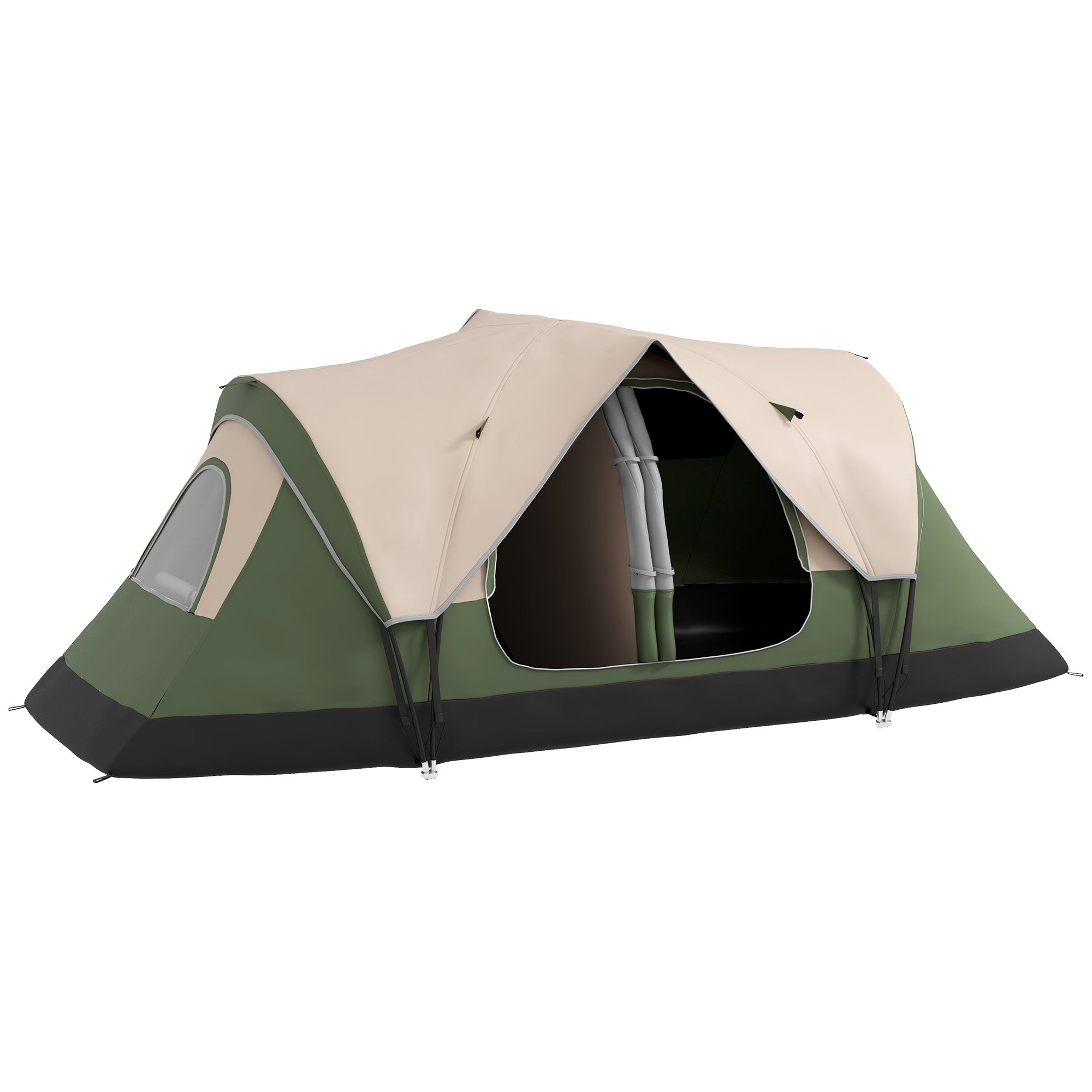 outsunny 2 room camping tent with waterproof rainfly & screen panels orange
