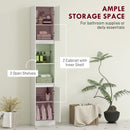 HOMCOM Narrow Bathroom Storage Cabinet with Open Compartment, White