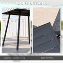 Outsunny Garden Table for 4 Person with Slat Top, Steel Frame