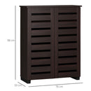 HOMCOM Shoe Storage Cabinet with Slatted Doors for 15 Pairs of Shoes Brown