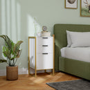 HOMCOM Industrial 3-Drawer Bedroom Chest of Drawers with Metal Frame, White