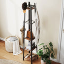 HOMCOM Industrial Coat Stand with 4 Storage Shelves and 8 Hooks