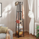 HOMCOM Industrial Coat Stand with 4 Storage Shelves and 8 Hooks
