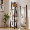 HOMCOM Industrial Coat Stand with 4 Storage Shelves and 8 Hooks