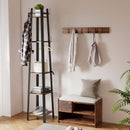 HOMCOM Industrial Coat Stand with 4 Storage Shelves and 8 Hooks