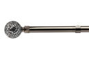 Cut Glass - Extendable Curtain Pole with Pair of End Finials in Black Silk