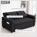 HOMCOM 2 Seater Pull Out Sofa Bed with Pockets for Living Room Black