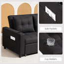 HOMCOM 2 Seater Pull Out Sofa Bed with Pockets for Living Room Black