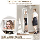 HOMCOM 360° Swivel Jewellery Cabinet, Full Length Mirror with Storage, White