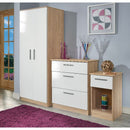 Copenhagen Ready Assembled Wardrobe with Triple Mirror  - White Matt & Oak