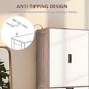 HOMCOM 2 Door Wardrobe Brown Wardrobe With 3 Drawer And Hanging Rod Brown