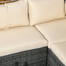 Outsunny 3Pcs Rattan Corner Sofa Set Coffee Table Garden Furniture  w/ Cushion