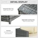 Outsunny 3Pcs Rattan Corner Sofa Set Coffee Table Garden Furniture  w/ Cushion