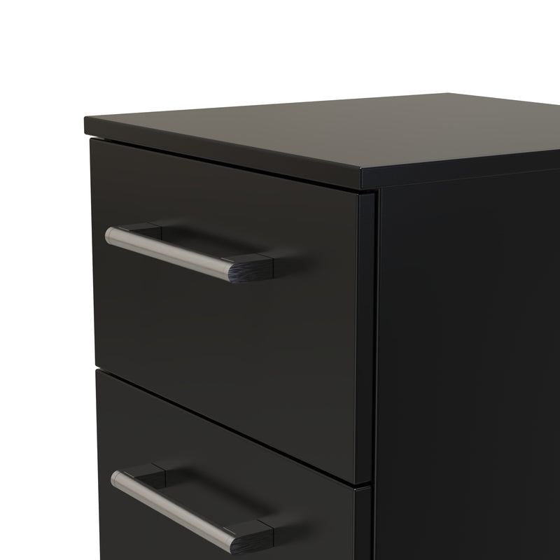 Denver Ready Assembled Bedside Table with 3 Drawers - Black